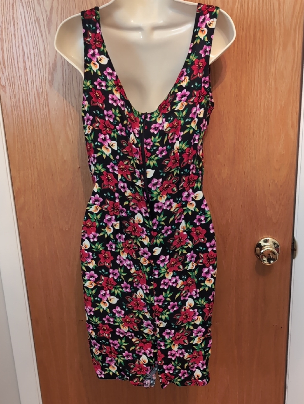 Vintage 90s Black Floral Sarong Dress